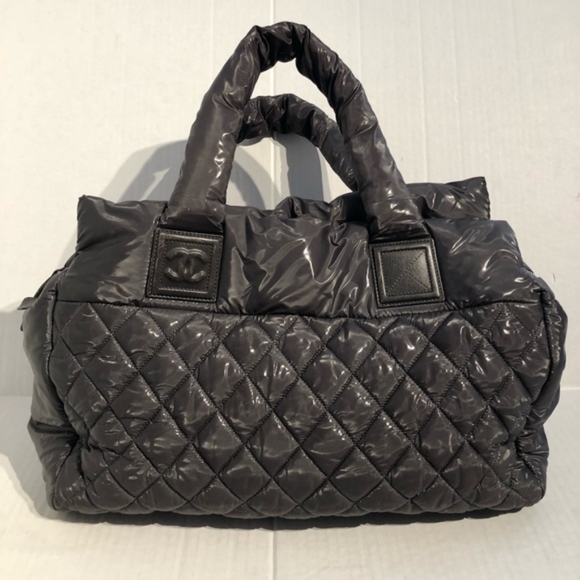quilted nylon tote bag